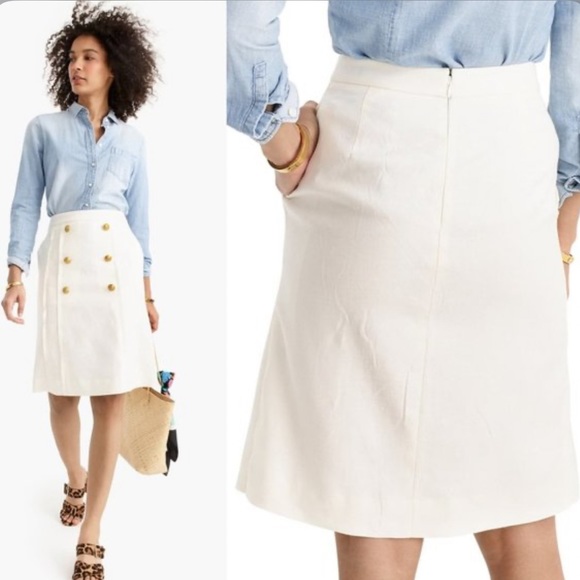 JCrew Pleated Front Sailor Skirt Stretch Linen, 0 - Picture 2 of 8